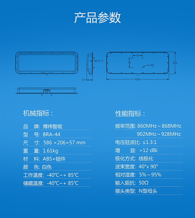 12dbic線極化UHF天線 超高頻rfid天線IP65 BRA-21