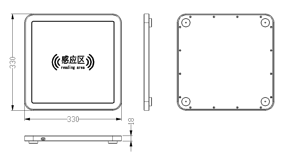 RFID館員工作站結構尺寸圖