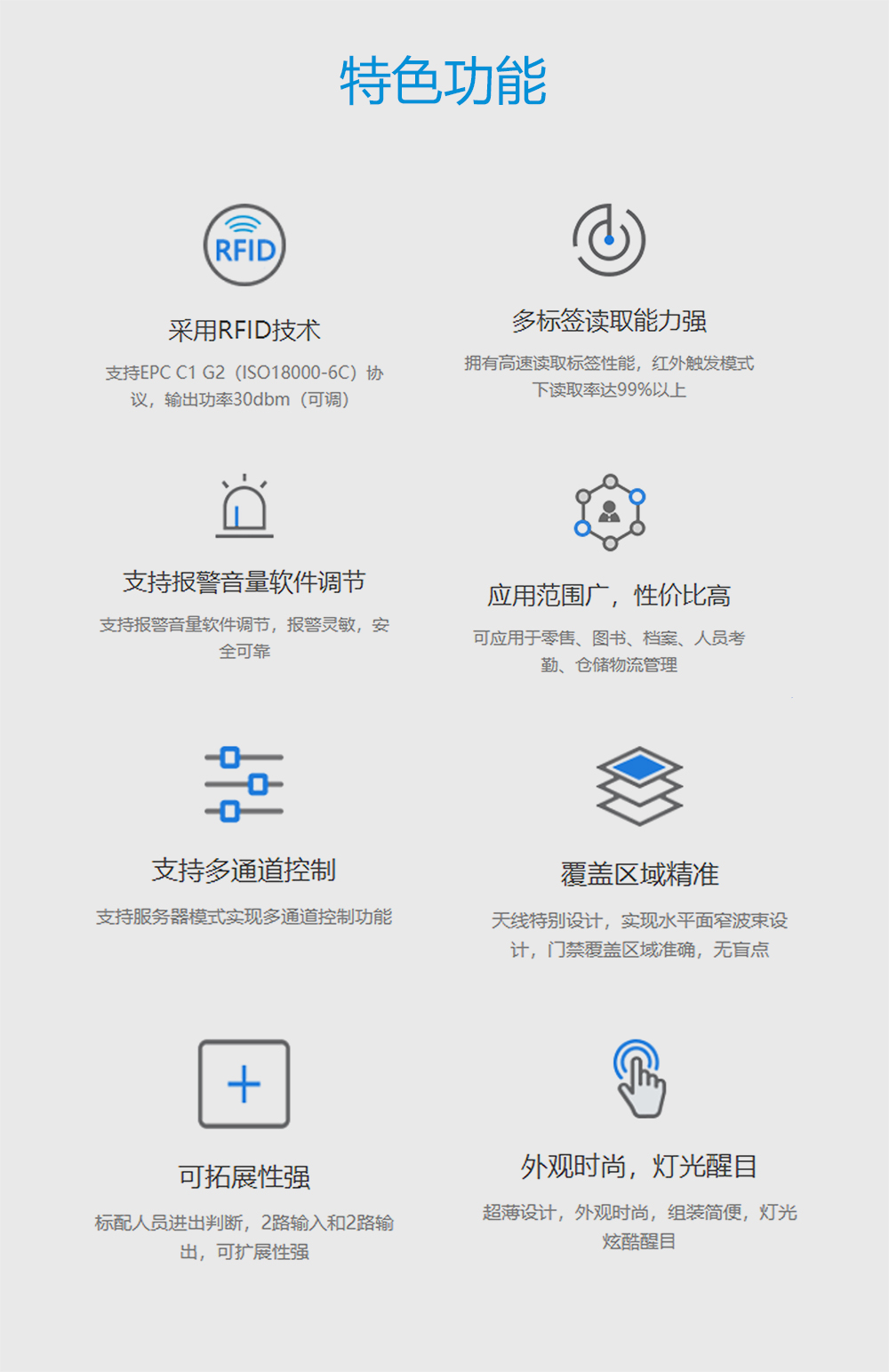 BRC-04G 超高頻RFID透明門禁系統 零售業RFID通道門禁